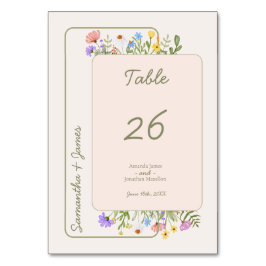 Tarjeta De Mesa Número de tabla de Boda de flores silvestres rusti