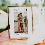 Tarjeta De Mesa Número de tabla de Boda de foto de guión mínimo mo<br><div class="desc">Diseño moderno y elegante impreso Modern Minimal Script Moderno Boda de fotografía Tarjeta de número de tabla que se puede personalizar con el texto y agregar cada tarjeta de número de tabla a su carrito, uno por uno. Haga clic en el botón "Personalizar" y utilice nuestra herramienta de diseño para...</div>