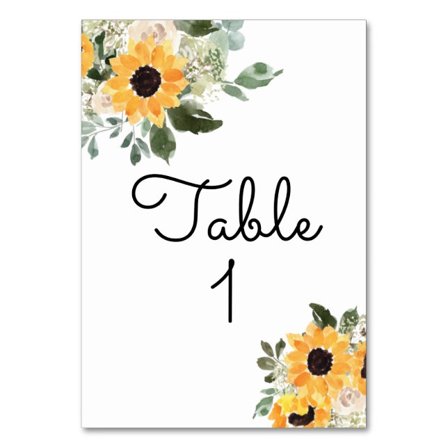 Tarjeta De Mesa Número de tabla de Boda de girasol ruso (Anverso)