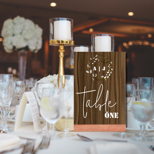 Tarjeta De Mesa Número de tabla de Boda de hojas de madera rusas (Subido por el creador)