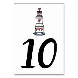 Tarjeta De Mesa Número de tabla de Boda de Ilustracion de torta de