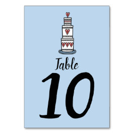 Tarjeta De Mesa Número de tabla de Boda de Ilustracion de torta de