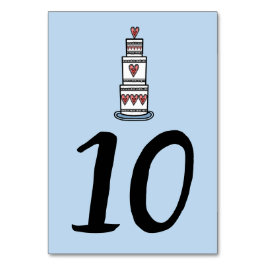 Tarjeta De Mesa Número de tabla de Boda de Ilustracion de torta de