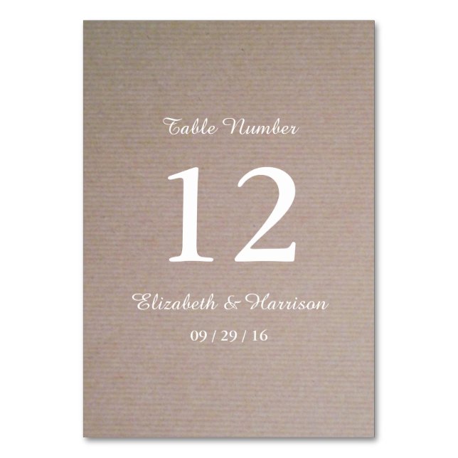 Tarjeta De Mesa Número de tabla de Boda de Kraft de país ruso (Anverso)