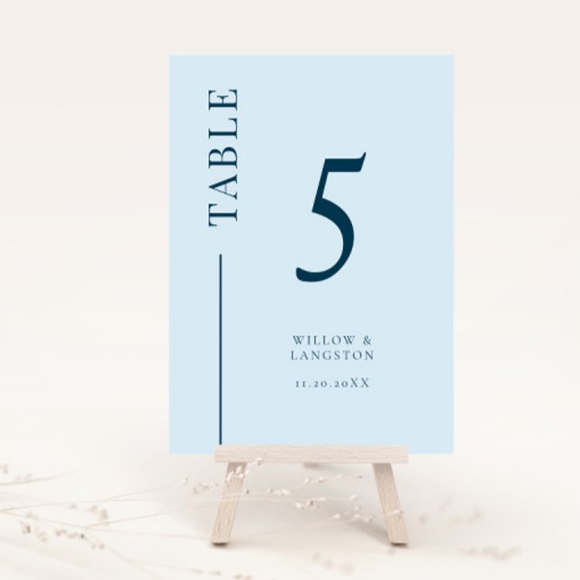 Tarjeta De Mesa Número de tabla de Boda de la línea azul de limpie (Subido por el creador)