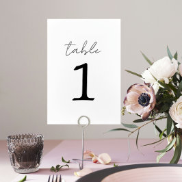 Tarjeta De Mesa Número de tabla de Boda de la verdadera simplicida