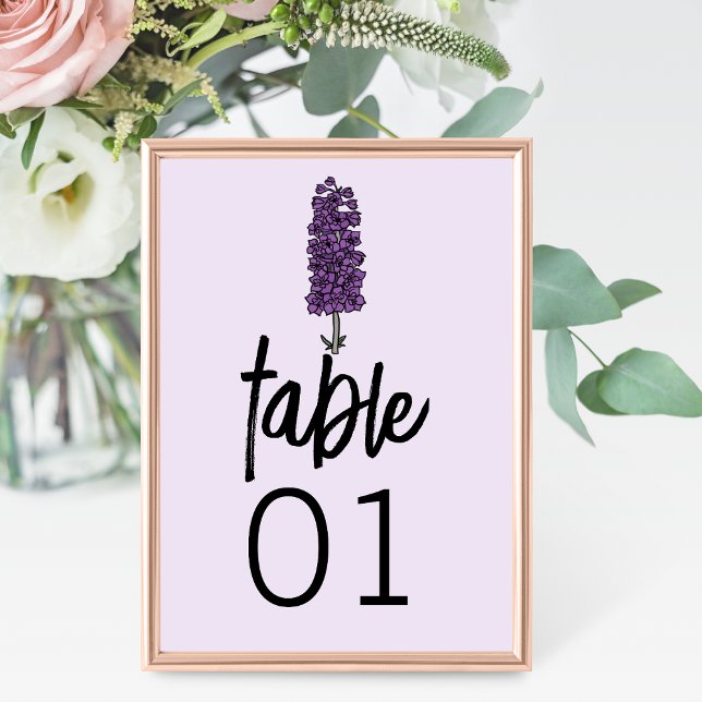 Tarjeta De Mesa Número de tabla de Boda de Larkspur púrpura minima (Subido por el creador)