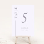 Tarjeta De Mesa Número de tabla de Boda de línea limpia Lilac<br><div class="desc">El número de la mesa,  simple y moderno,  es boda y tiene una línea lateral. El color es lila morada.</div>