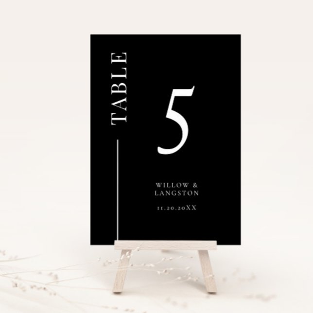 Tarjeta De Mesa Número de tabla de Boda de línea limpia negra (Subido por el creador)