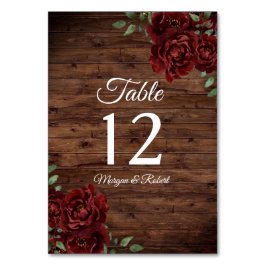 Tarjeta De Mesa Número de tabla de Boda de madera rústica de rosa 