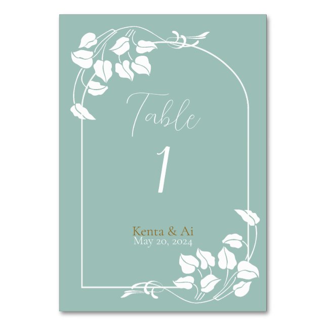 Tarjeta De Mesa Número de tabla de Boda de Moda natural (Anverso)