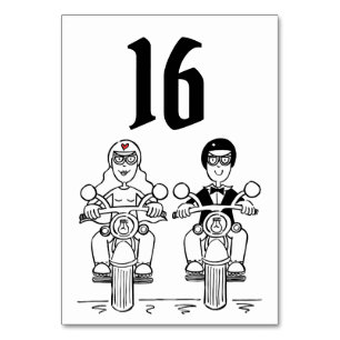 Tarjeta De Mesa Número de tabla de Boda de motocicletas de ciclism