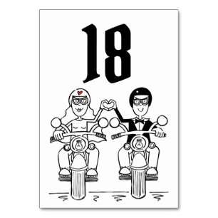 Tarjeta De Mesa Número de tabla de Boda de motocicletas de ciclism