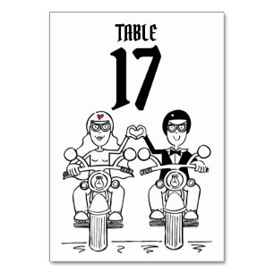 Tarjeta De Mesa Número de tabla de Boda de motocicletas de ciclism