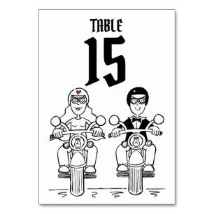 Tarjeta De Mesa Número de tabla de Boda de motocicletas de ciclism