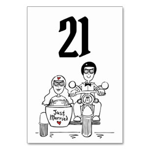 Tarjeta De Mesa Número de tabla de Boda de motocicletas de ciclism