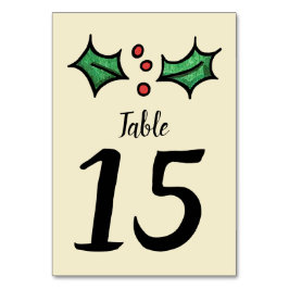 Tarjeta De Mesa Número de tabla de Boda de navidades Holly