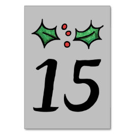 Tarjeta De Mesa Número de tabla de Boda de navidades Holly