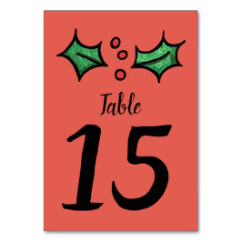 Tarjeta De Mesa Número de tabla de Boda de navidades Holly