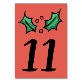 Tarjeta De Mesa Número de tabla de Boda de navidades Holly