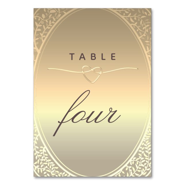 Tarjeta De Mesa Número de tabla de Boda de oro clásico (Anverso)