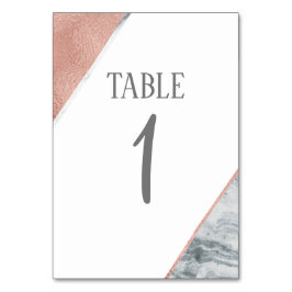 Tarjeta De Mesa Número de tabla de Boda de oro de mármol y Rosa