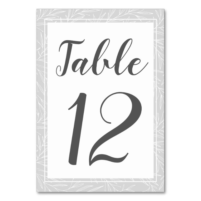 Tarjeta De Mesa Número de tabla de Boda de plata de hoja botánica  (Anverso)