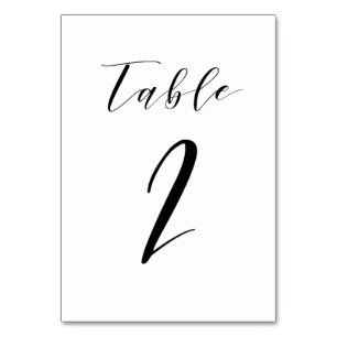 Tarjeta De Mesa Número de tabla de Boda de script Minimalista negr