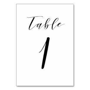 Tarjeta De Mesa Número de tabla de Boda de script Minimalista negr