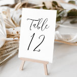 Tarjeta De Mesa Número de tabla de Boda de script negro simple<br><div class="desc">Los números de la tabla de bodas elegantes muestran el número de la tabla mostrado en un sencillo guión en negro con un fondo blanco. Los colores del texto y del fondo se pueden cambiar a los colores bodas mediante las herramientas de edición.</div>