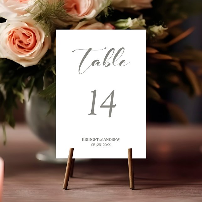 Tarjeta De Mesa Número de tabla de Boda de texto gris moderno (Subido por el creador)