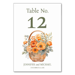 Tarjeta De Mesa Número de tabla de Boda de verano de color de colo