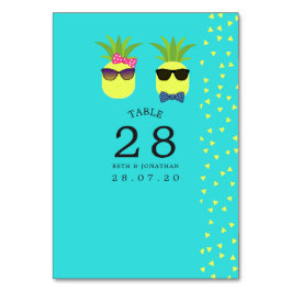 Tarjeta De Mesa Número de tabla de Boda de verano turquesa y limón