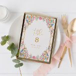Tarjeta De Mesa Número de tabla de Boda del prado de flores silves<br><div class="desc">Número de mesa de flores de color</div>