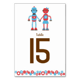 Tarjeta De Mesa Número de tabla de Boda del tema del robot de cort