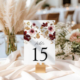 Tarjeta De Mesa Número de tabla de Boda floral de la caída de borg