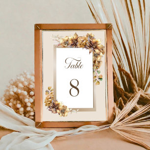 Tarjeta De Mesa Número de tabla de Boda floral de otoño rústico