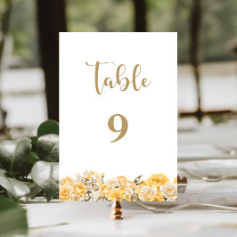 Tarjeta De Mesa Número de tabla de Boda floral rosa amarillo