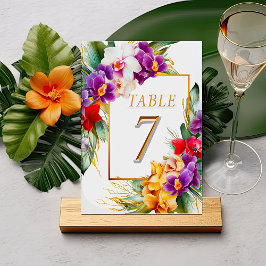 Tarjeta De Mesa Número de tabla de Boda floral Tropical Elegante