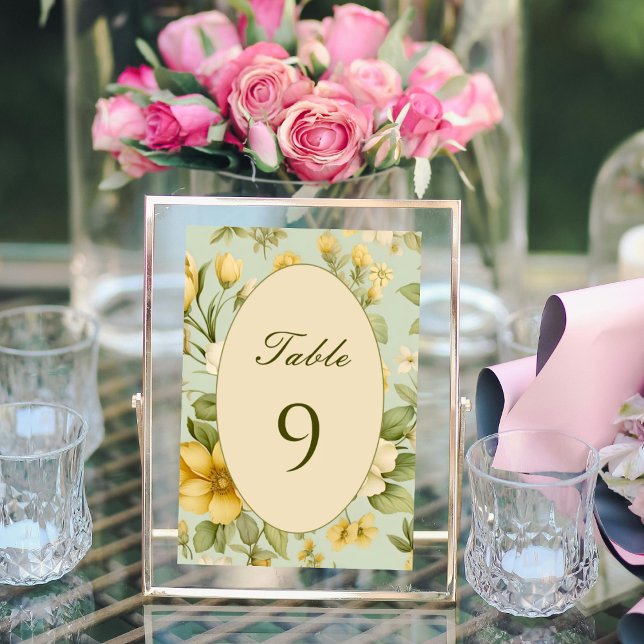 Tarjeta De Mesa Número de tabla de boda floral verde y beige suave (Subido por el creador)