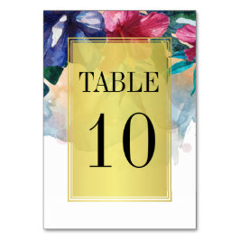 Tarjeta De Mesa Número de tabla de boda | Flores de acuarela tropi