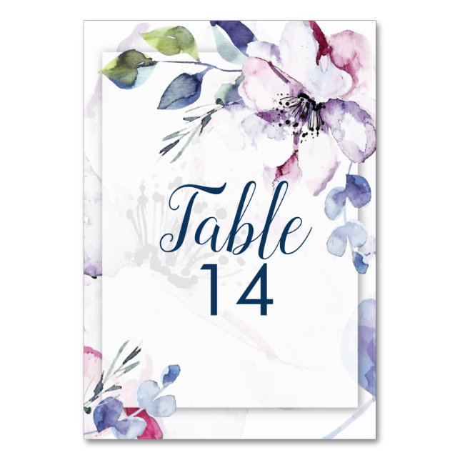 Tarjeta De Mesa Número de tabla de boda | Flores de manzana acuáti (Anverso)