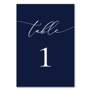 Tarjeta De Mesa Número de tabla de Boda Minimalista azul de la mar