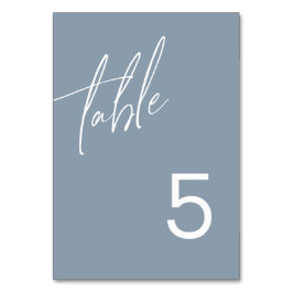 Tarjeta De Mesa Número de tabla de Boda Minimalista azul turbio