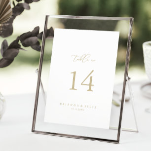 Tarjeta De Mesa Número de tabla de Boda Minimalista de Moda con cl