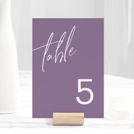 Tarjeta De Mesa Número de tabla de Boda Minimalista de púrpura y p