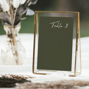 Tarjeta De Mesa Número de tabla de Boda moderno gris oscuro simple