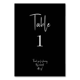 Tarjeta De Mesa Número de tabla de Boda moderno negro