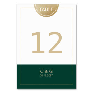 Tarjeta De Mesa Número de tabla de boda moderno simple verde esmer