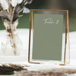 Tarjeta De Mesa Número de tabla de Boda moderno verde oscuro simpl